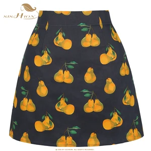 Женская короткая юбка в стиле стимпанк sision, серая юбка с высокой талией и принтом в виде фруктов и груш, модель SS0008 на лето