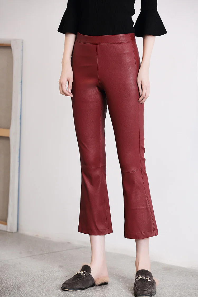 

Free shipping.Wholesales, high waist ,skinny ,sexy ,ankle length woman trouser ,fall-winter authetic Iamb skin leather, sales