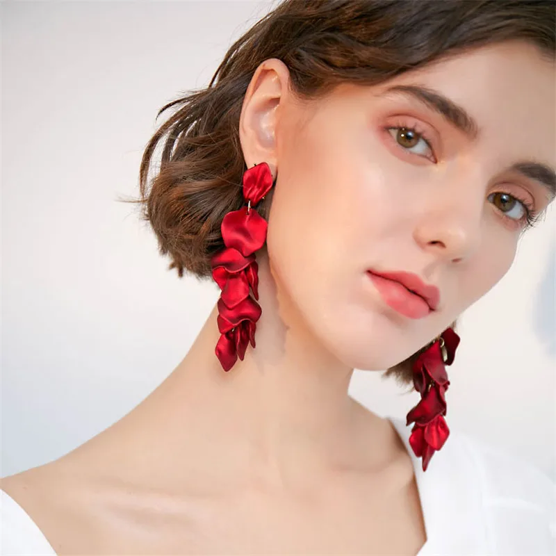

17 Styles Korean Trendy Long Pendant Earrings for Women Multicolor Petal Tassel Statement Earrings 2019 Fashion Jewelry Gift