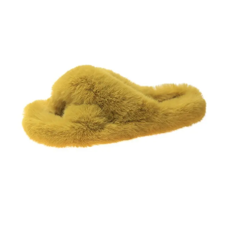 

Cross-hair Slippers Women's Outer Wear Autumn and Winter New Thick-soled Warm One-word Slippers Lazy Thick Slippers Women LLP