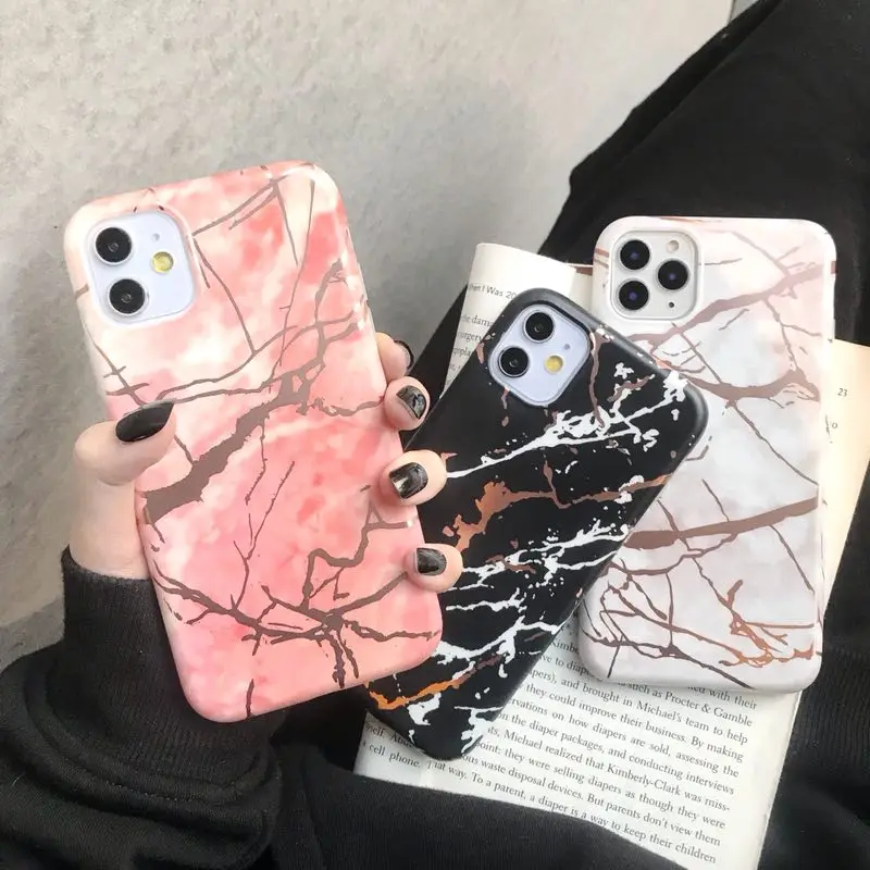 Plating Marble Pattern Case for iPhone 11 Pro Max XS XR 6 7 8 Plus Soft TPU Bumper Full Body Slim Flexible Shockproof Back Cover | Мобильные
