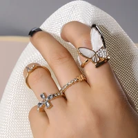 4pcs bohemian butterfly rings for women crystal 2022 trend rings aesthetic vintage design knuckle jewelry anillos for girl