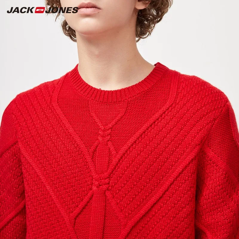 Мужской повседневный вязаный свитер JackJones Однотонный с круглым вырезом 219325508 |
