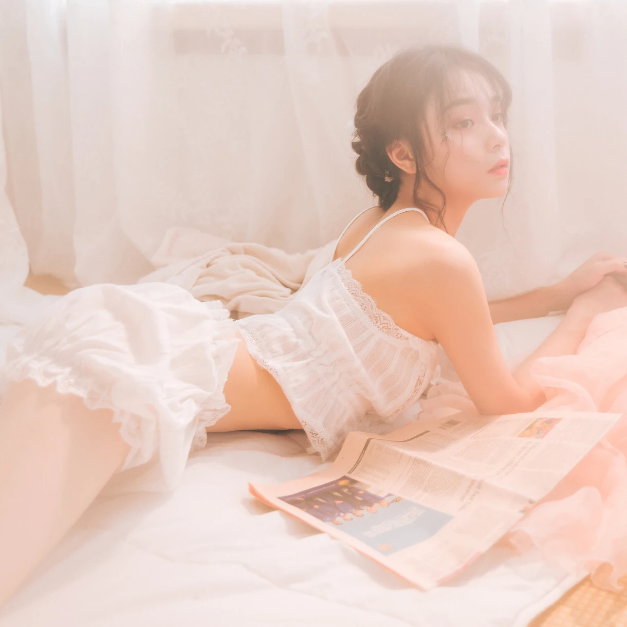 

Sexy Pajamas Female Summer Retro Palace Style Ultra-Thin Camisole Tube Top Base Shirt Front-Closure Bra and Shorts Lingerie Set