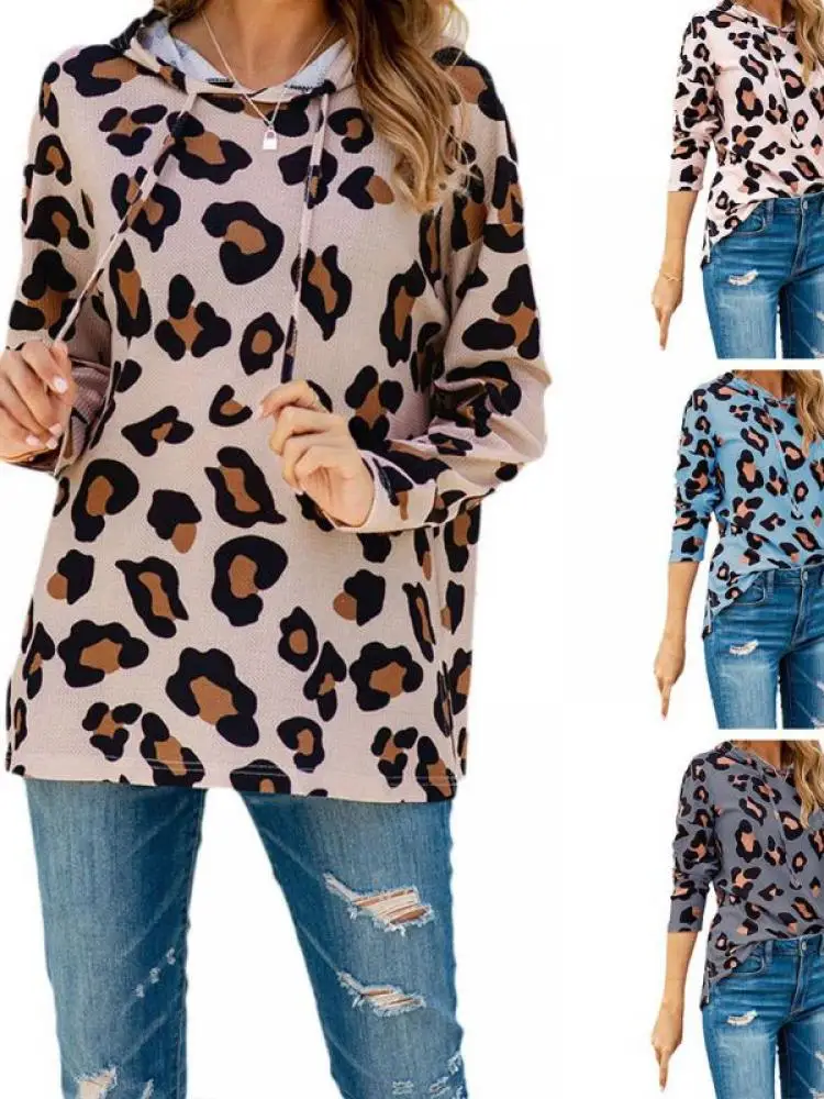 

Autumn New Ladies Comfortable Long-Sleeved Ladies Printed Hooded Sweater All-Match Blouse