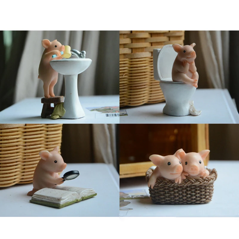 Креативные милые свиньи садовые миниатюрные фигурки животных украшения дома
