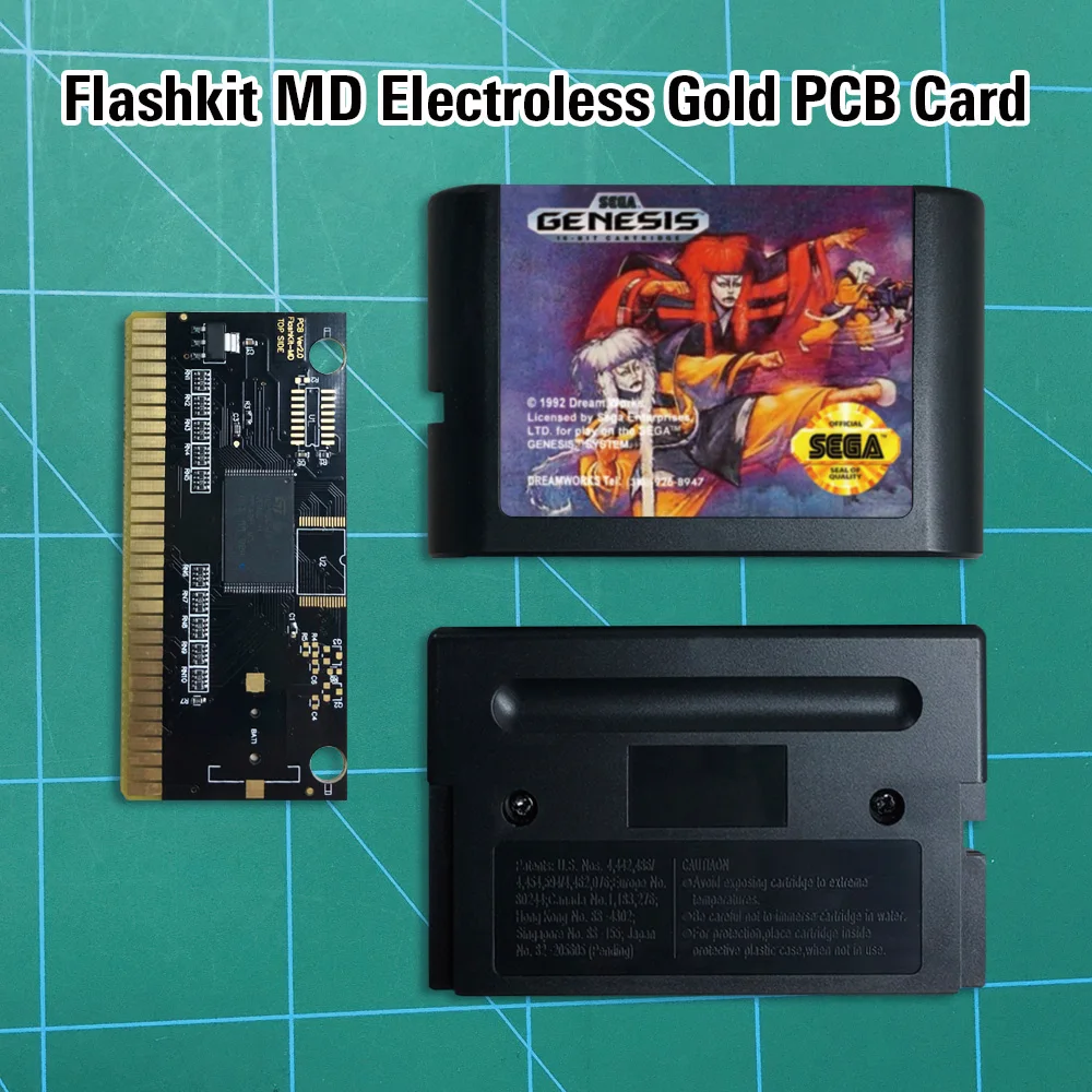 Мистический боец Flashkit MD никелевое золото схема на основе печатной платы 16 бит