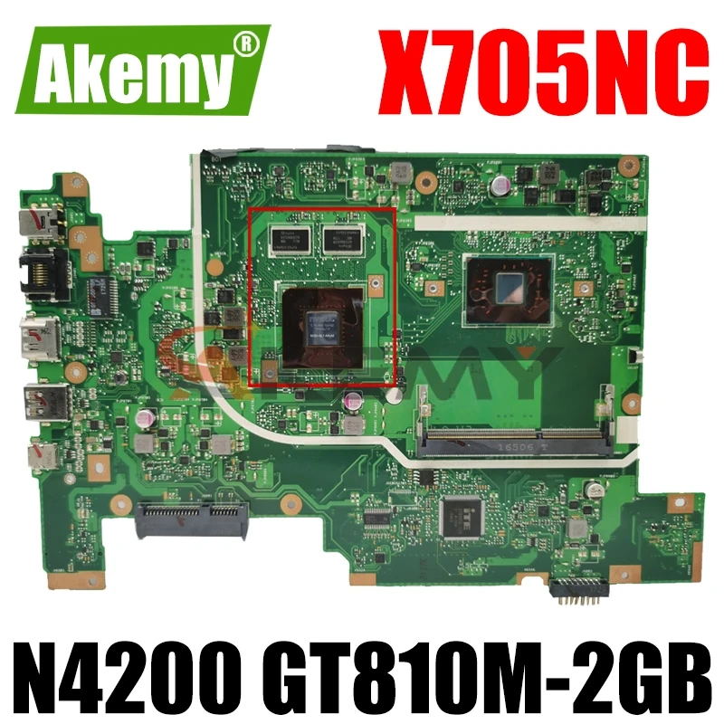 

Akemy X705NC материнская плата для ноутбука ASUS VivoBook X705NC X705N оригинальная материнская плата Intel Pentium N4200 Процессор GT810M-2GB