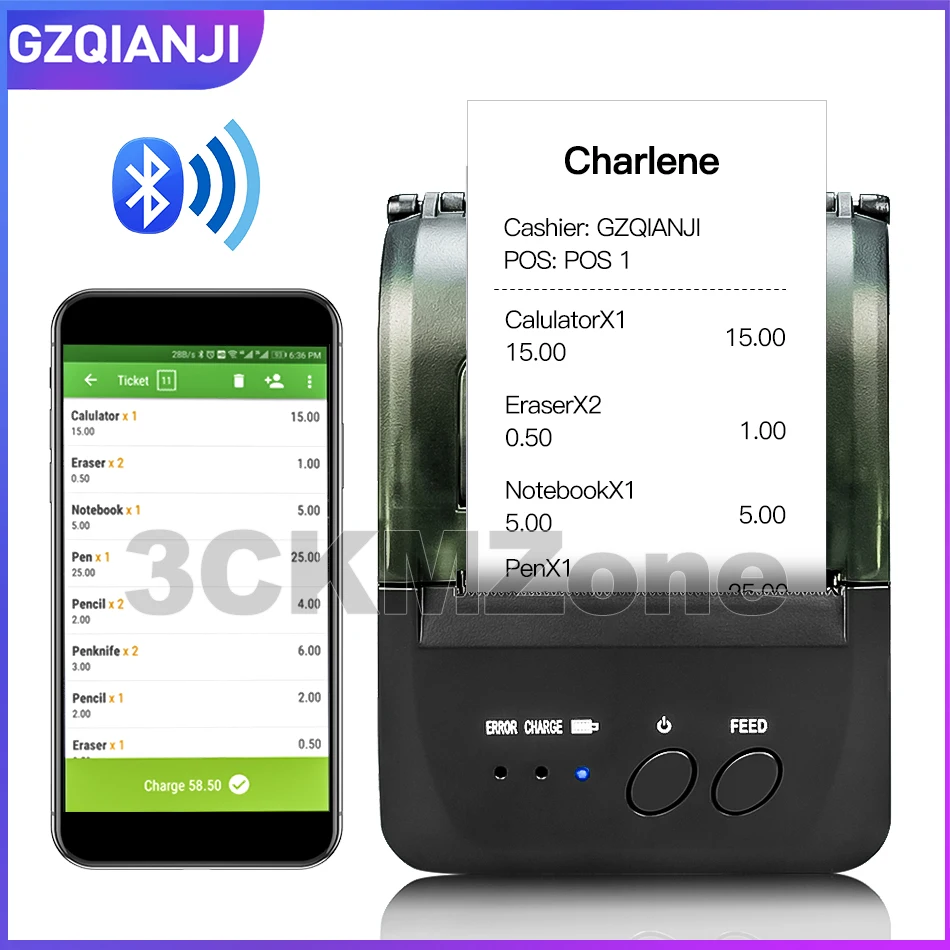 Карманный Термопринтер для мобильного телефона 58 мм Bluetooth портативный карманный