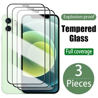 3pcs full cover screen protector for iphone 12 11 x xs pro max xr protective tempered glass on iphone 12 6 6s 7 8 plus not film