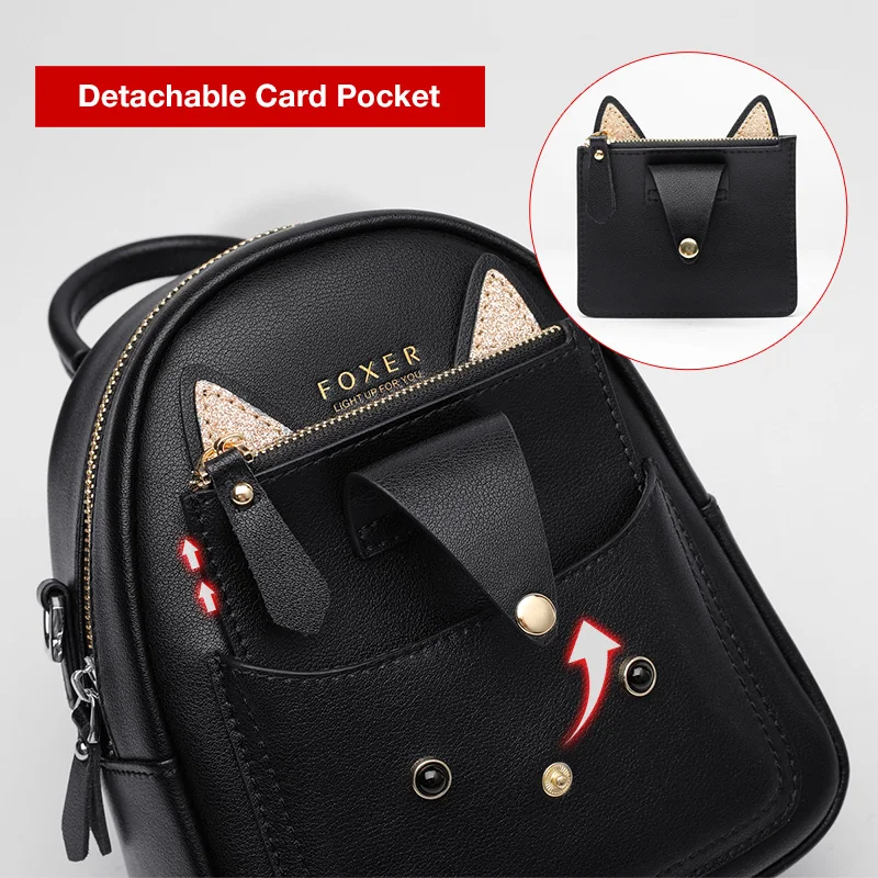 FOXER женский прекрасный рюкзак Женский мини из коровьей кожи для девочек