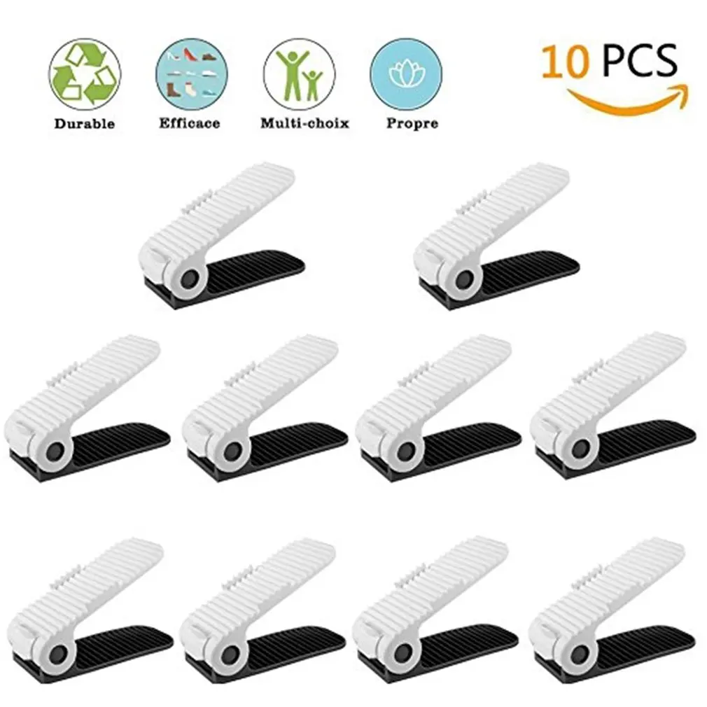

10 Pcs Easy Home Four Mode Creative Adjustable Shoe Slots Organizer Shoe Storage Space Saver Plastic Rack Holder