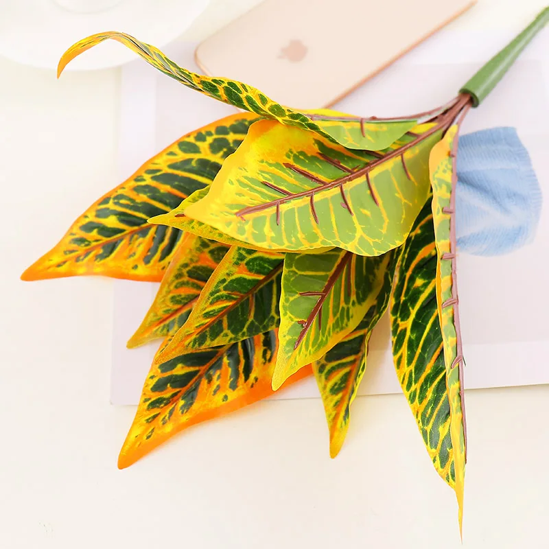 35 см искусственные растения из шелка пестрый лист посыпать Золотые листья для