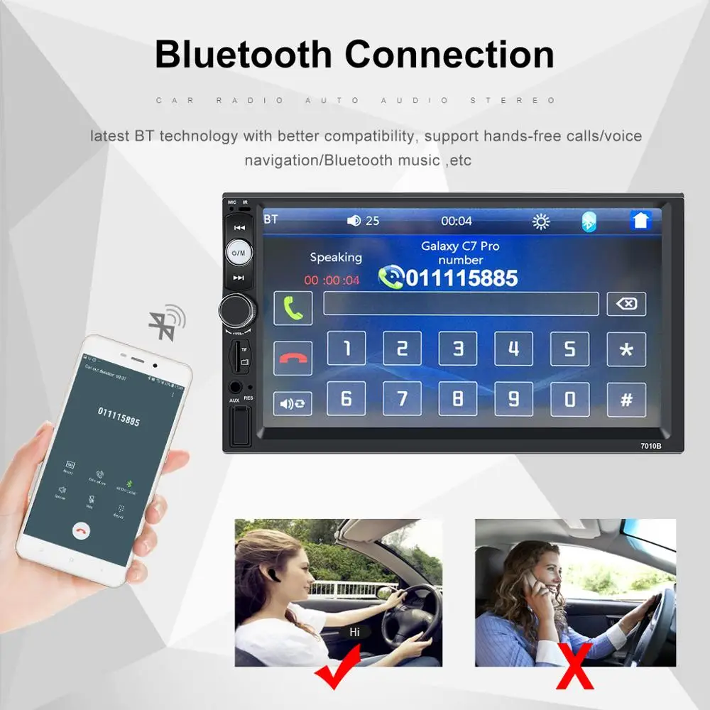 Автомобильный Радио HD " сенсорный экран стерео 2 Din Bluetooth FM ISO мощность SD USB Aux вход для IPhone Mp5 плеер нет или с камерой