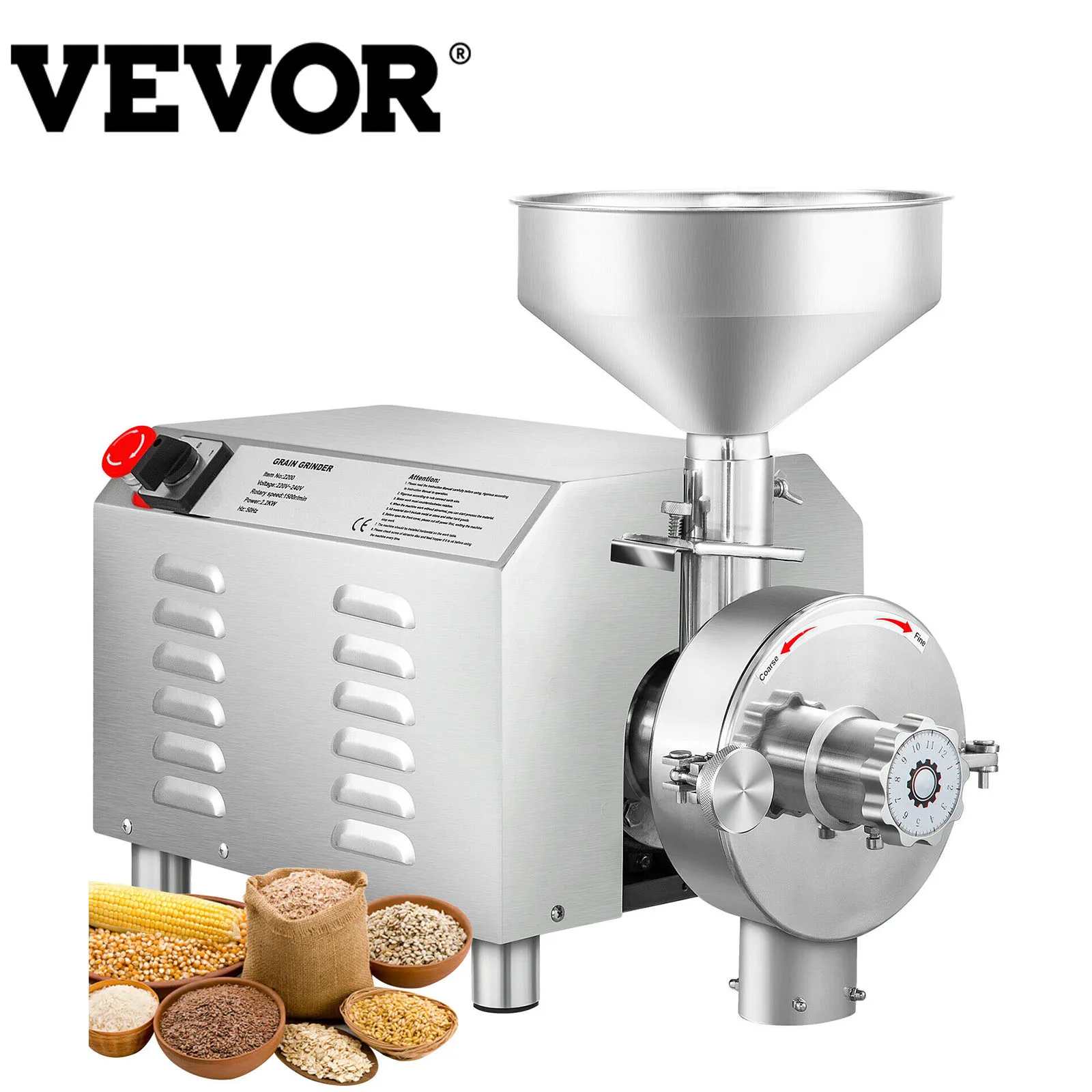 

VEVOR 60 KG/H Electric Grain Mill Grinder 3000W Powerful Oster Soybean Blender Cereal Crusher Food Processing Machine Commercial