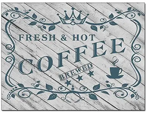 

Original Retro Design Brewed Fresh Hot Coffee Solid Wood Signs Wall Art|Natural Wooden Board Print Poster Oils Painting Wall