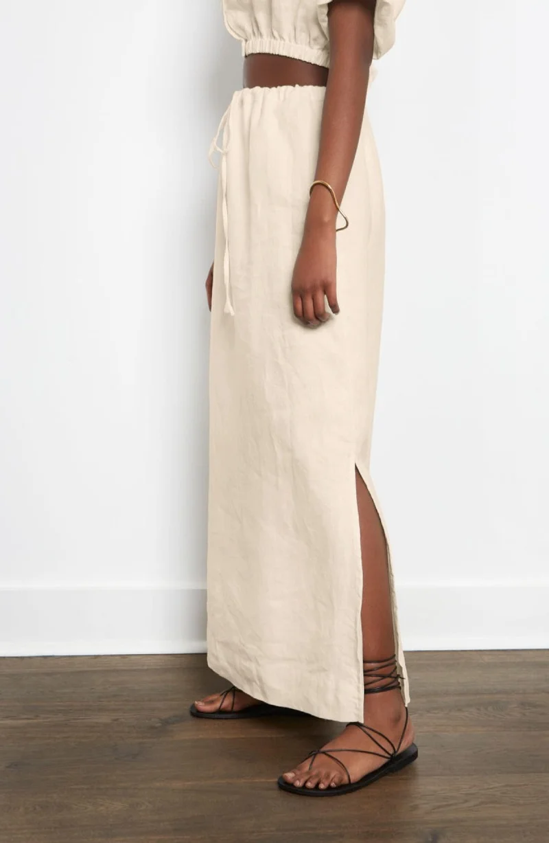 

WEPBEL Women Elegant Skirt Suit Set Ladies Summer Single Breasted Crop Top + Long Split Straight Skirt 2 Pcs Set Outfits