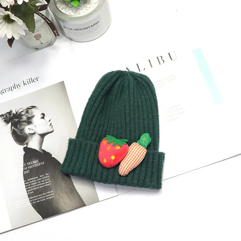 

Baby hat Fashion Baby Girls Cartoon Knitting Wool Hemming Hat Solid Keep Warm Winter Cap czapki dla dzieci #3AA21