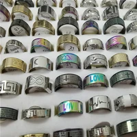 5pcs mixed lots unisex stainless steel rings jewelry party fashion finger ring gifts silver color gold rainbow black