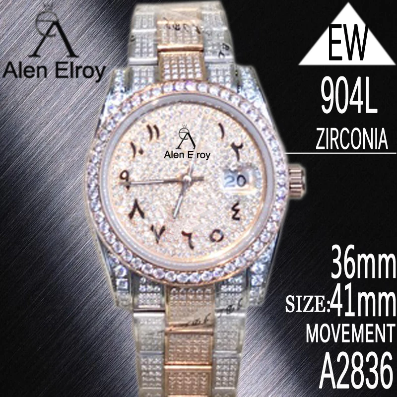 

5 Types Full Diamonds Mens Watch Arabic numerals Rose Gold&Silver Automatic Luxury Iced Out Watches sapphire glass with AAA box