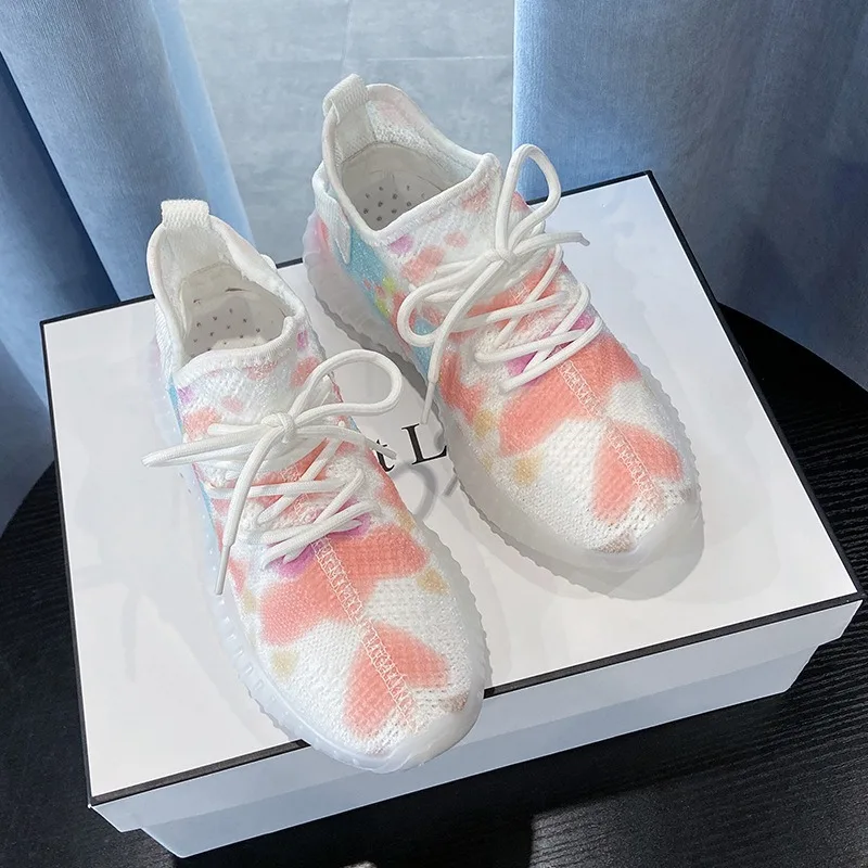 

2020 Women Platform Chunky Sneakers Casual Vulcanize Shoes Designer Female Fashion Mesh Flat Running Shoes tenis femnino