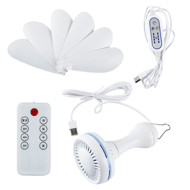 

Silent 6-blade USB ceiling fan with remote control timing 4-speed hanging fan