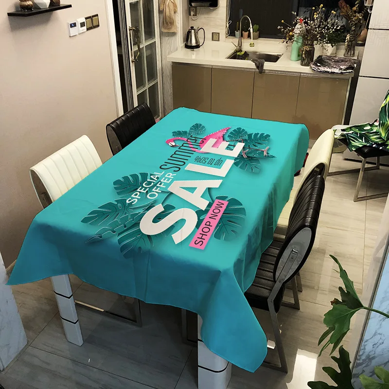 

Flamingo Cartoon Plant Tablecloth 3D Print Polyester Waterproof Rectangular Kitchen Dinner Cloth Picnic Mat Cover Home Decor
