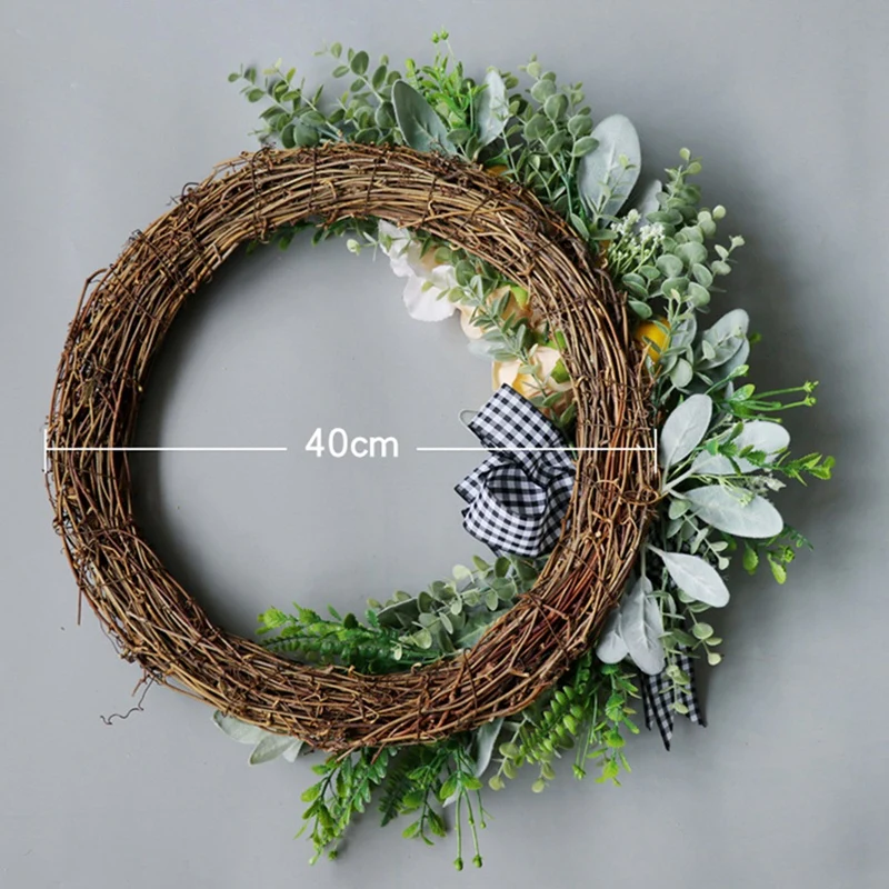 

Artificial Lemon Rose Flower Wreath Spring Summer Wreath for Front Door Window Wall Wedding Party Office Home Decoration