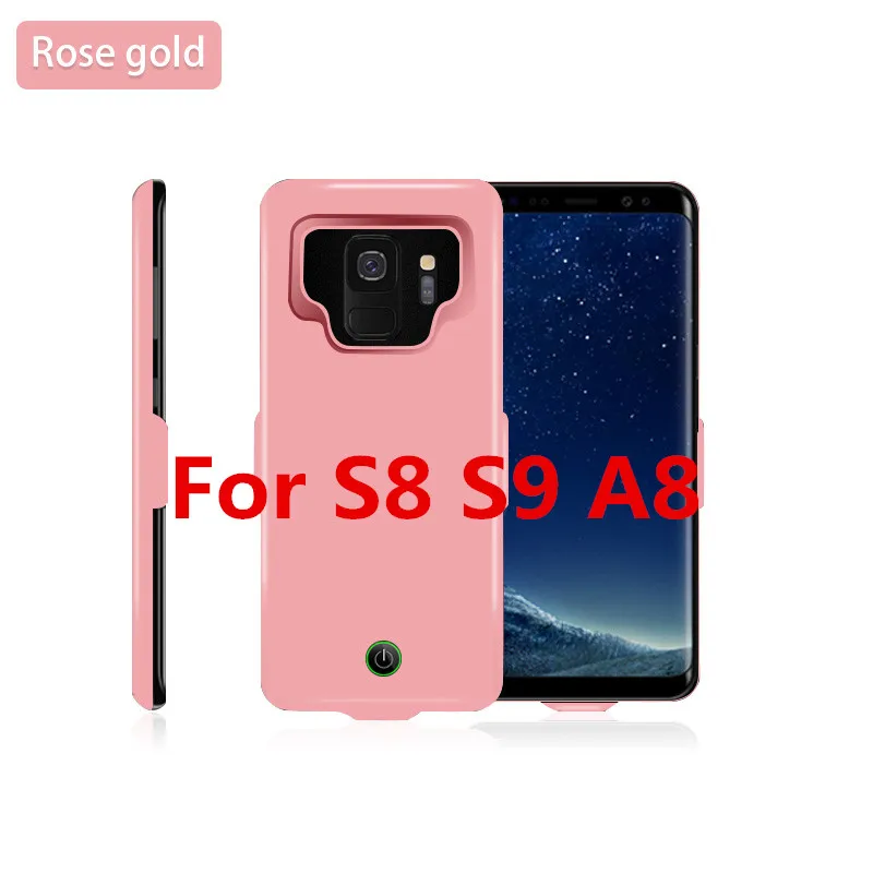 For S8 S9 A8 Rosy 7000 мА/ч, Мощность банк чехол для телефона Зарядное устройство для samsung Galaxy S9 S9 A8 Батарея Зарядное устройство чехол Мощность чехол для samsung S9 S8 A8 плюс - Цвет: For S8 S9 A8 Rosy