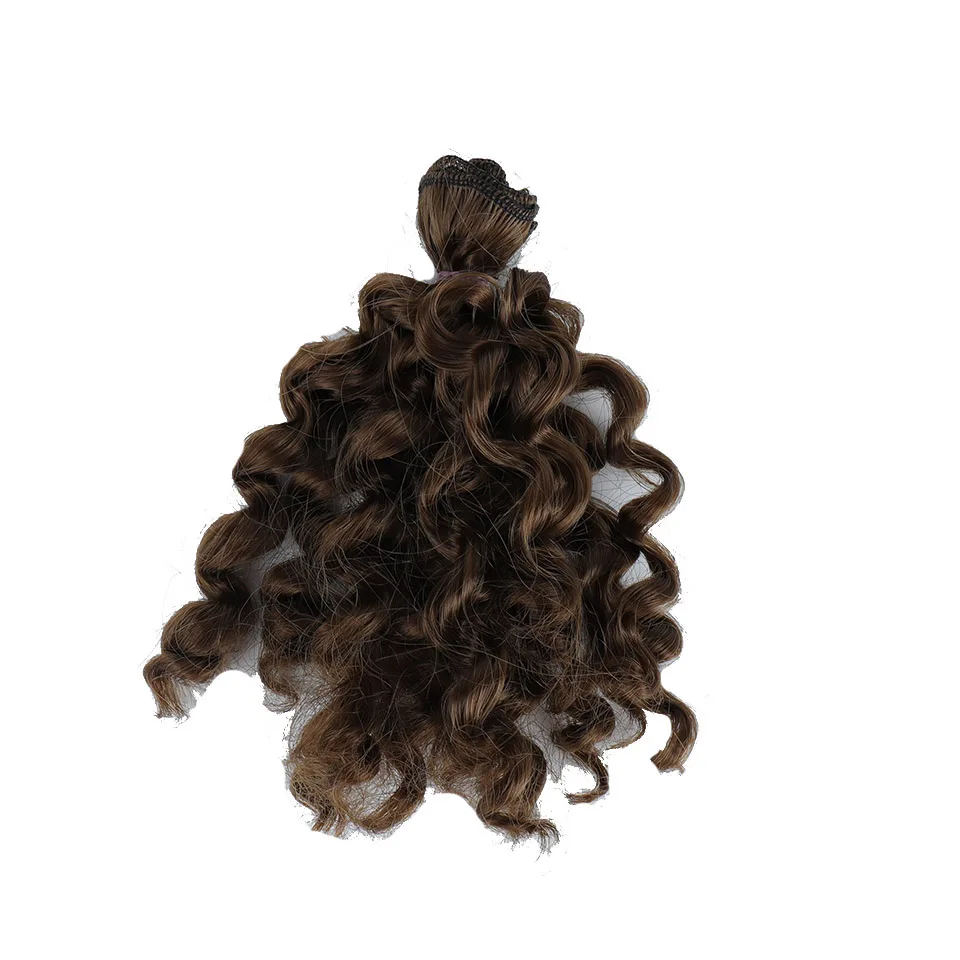 6 Bybrana BJD парики 15 см* 100 см черный Золотой коричневый серебряный цвет короткие вьющиеся волосы для 1/3 1/4 куклы DIY - Цвет: 6
