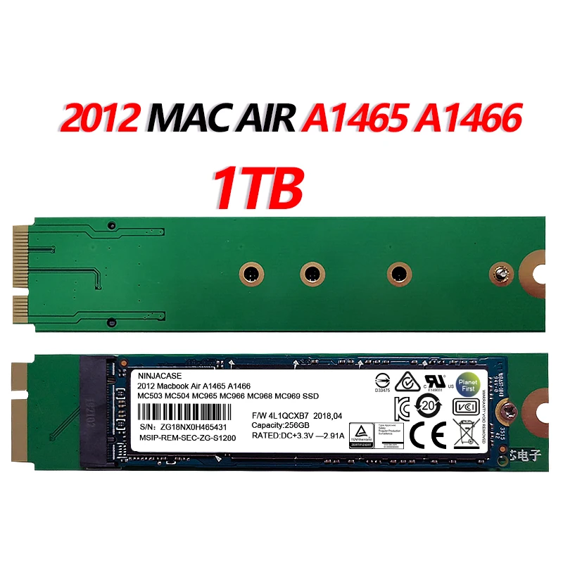 Новый твердотельный накопитель 1 ТБ SSD для 2012 Macbook Air A1465 A1466 Md231 Md232 Md223 Md224 MAC |
