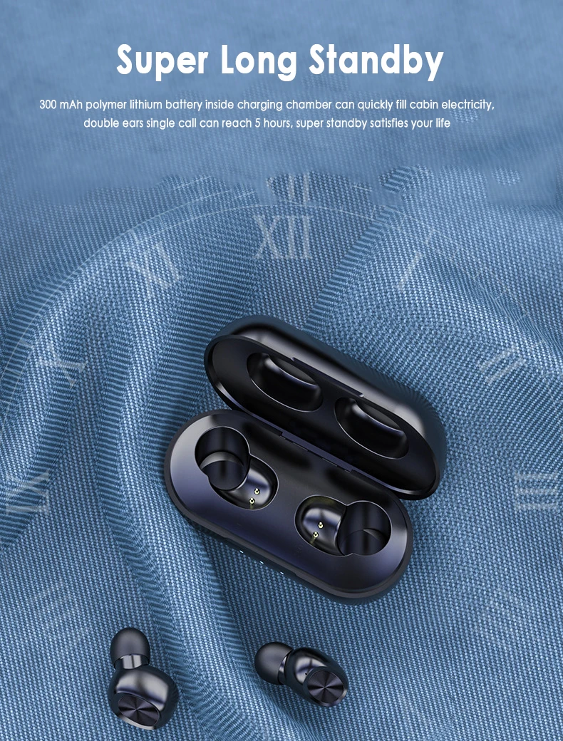 B5 TWS Bluetooth Wireless Earphone 5.0 Touch Control Earbuds Waterproof 9D Stereo Music Headset 300mAh Power Bank | Электроника