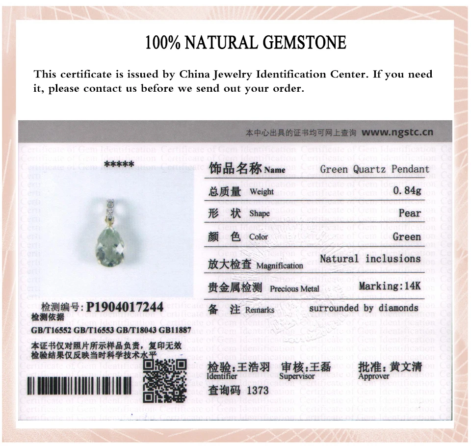 LP Капля воды 14K 585 Золотая подвеска для женщин натуральный зеленый аметист кварц