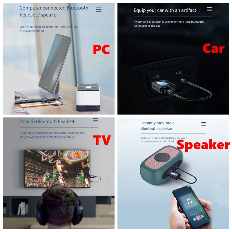 usb bluetooth receiver transmitter audio bluetooth 5 0 adapter for car pc tv hd hifi receptor wireless adapter lcd 3 5mm aux free global shipping