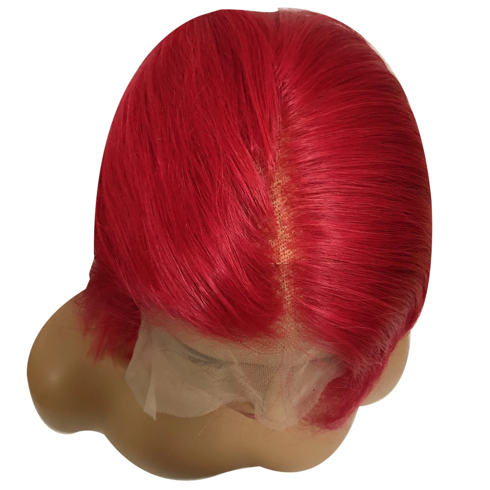 BESFOR Red короткий Боб 13x4 кружевные передние парики человеческие волосы отбеленные