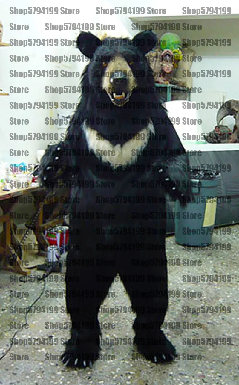 Русский костюм с черным медведем пушистый костюм-талисман для косплея животное