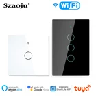 Сенсорный выключатель Szaoju Tuya с Wi-Fi, настенный смарт-выключатель с 123 клавишами, ЕССША, Alexa, Google Home, для умного дома, без нейтрального провода