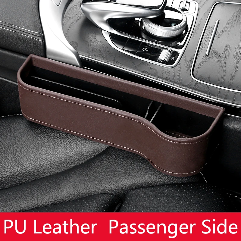 Leather Brown Right Автомобильное кресло с разрезом, карманный органайзер, коробка для хранения из искусственной кожи, коробка для телефона для бутылок, держатель для чашек, автомобильные аксессуары для интерьера - Название цвета: Leather Brown Right