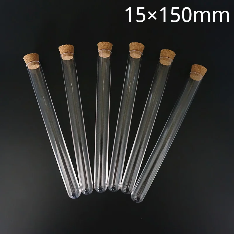 

Лабораторные прозрачные пластиковые пробирки 200 шт./лот 15x150 мм с пробками, колпачки, свадебные подарки, трубка для лабораторных и школьных э...