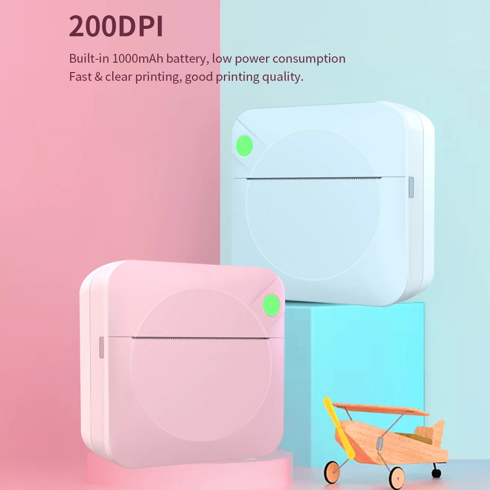 Новинка 2021 портативный мини термопринтер с беспроводным подключением BT 200dpi