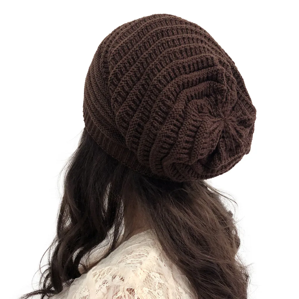 Women Autumn Winter Baggy Warm Crochet Outdoor Solid Colors Splice Hats Knit Ski Hat Female Holey Casual Beanie Cap#p3 | Аксессуары для
