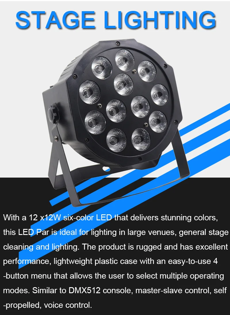 2 шт./лот 12x12 Вт led Par огни RGBWA UV 6в1 плоский par led Can Par 64 Светодиодный прожектор dj проектор размытый свет сценический свет