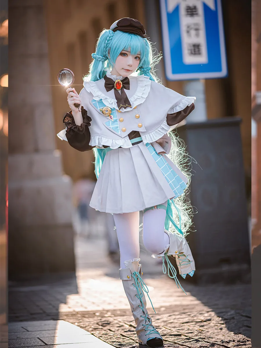Женский маскарадный костюм для косплея AGCOS Vocaloid Little Detective Miku | Тематическая одежда