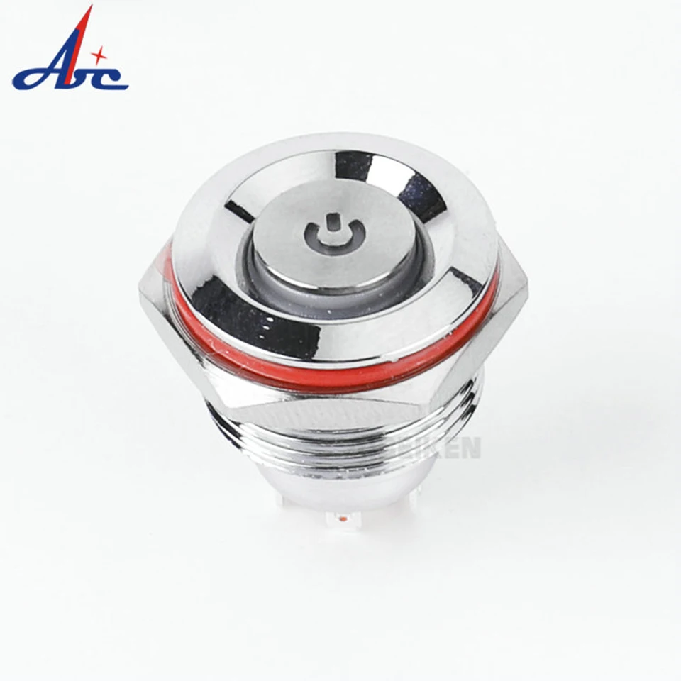 16MM Reset With Power Symbol Illuminated Short Waterproof Metal Push Button Switch | Обустройство дома