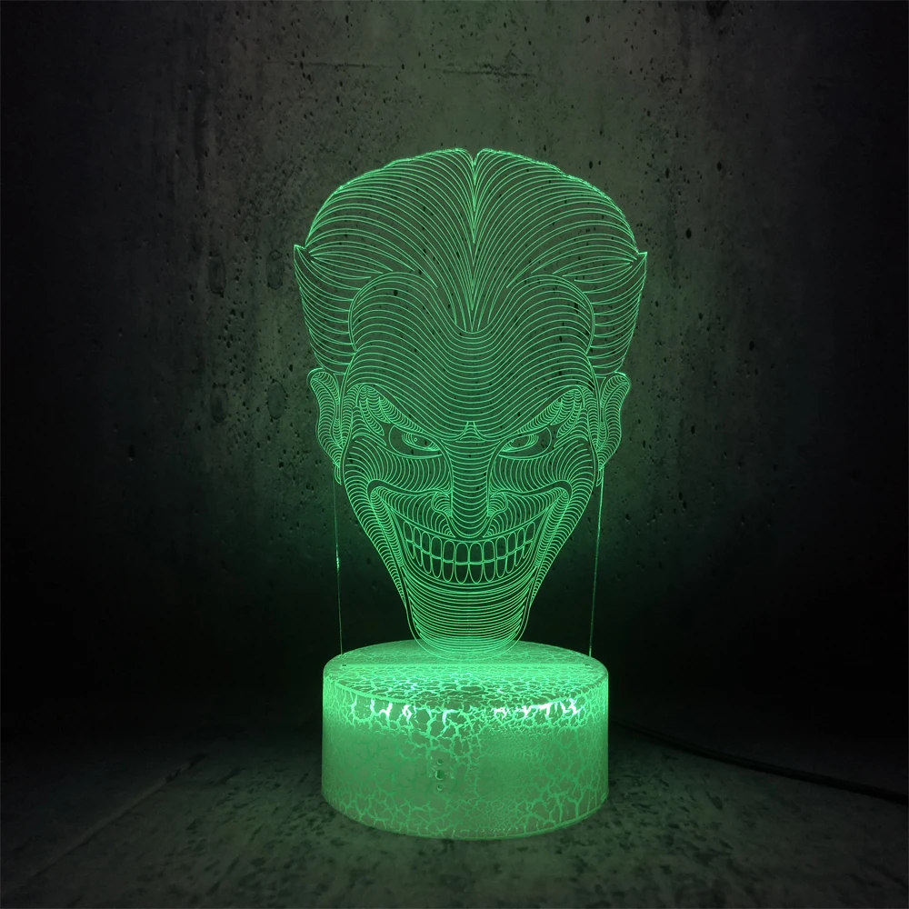 3D иллюзия Лампа фильм клоун Джек evile парень смайлик Ночник светильник креативная