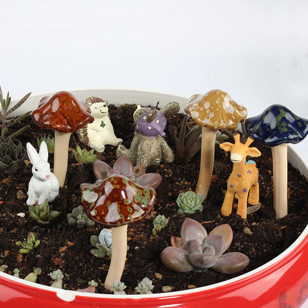 

4 шт./лот украшение для сада, керамический декор в виде грибов, сказочные садовые грибы, Креативные украшения для газона