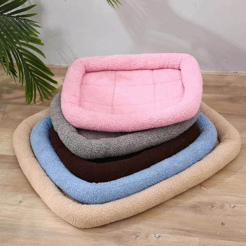 

Square Soft Dog Bed Non Slip Pet Cushion Warm Plush Dogs Puppy House Nest Cushion Pet Product Home Decoration Accessories 4Sizes