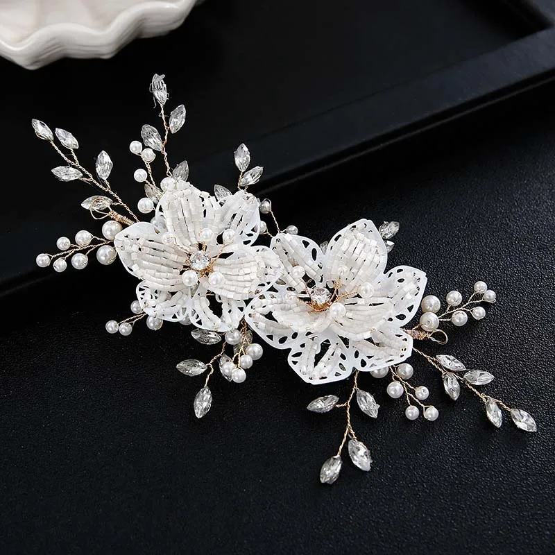 Свадебный головной убор невесты ручная работа повязка на голову с жемчужным