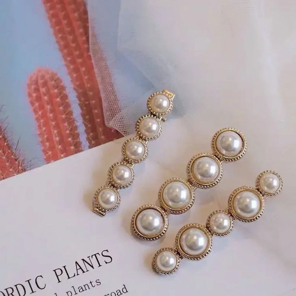 

1Set Handmade Pearls Hair Clips Pin for Women Fashion Geometric Flower Barrettes Headwear Girls Sweet Hairpins Hair Accessories