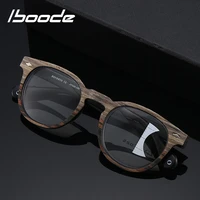 iboode retro round wood grain reading glasses men progressive multifocal presbyopic glasses near far sight diopter 1 1 5 2 2 5
